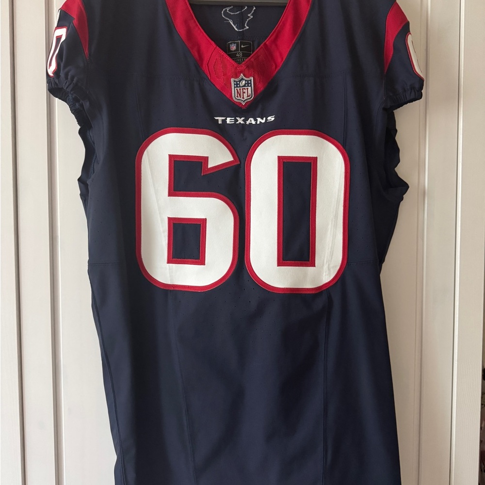 Authentic Houston Texans Game Issued Sutherland #60 Jersey Navy Blue - Size 48